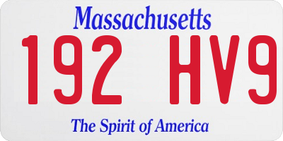 MA license plate 192HV9
