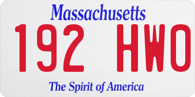 MA license plate 192HW0