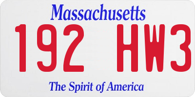 MA license plate 192HW3