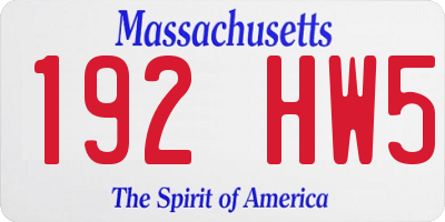 MA license plate 192HW5