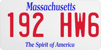 MA license plate 192HW6