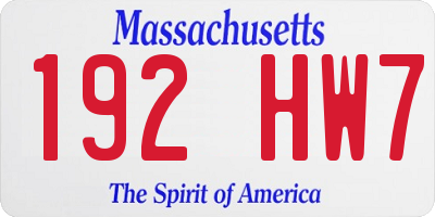 MA license plate 192HW7