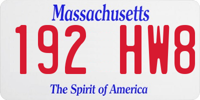 MA license plate 192HW8