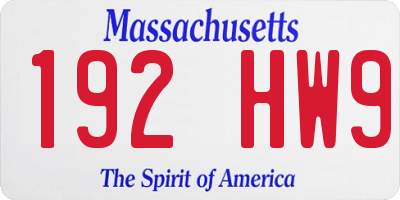MA license plate 192HW9