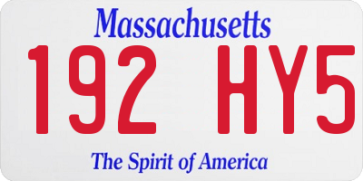 MA license plate 192HY5