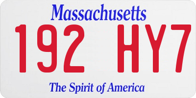 MA license plate 192HY7