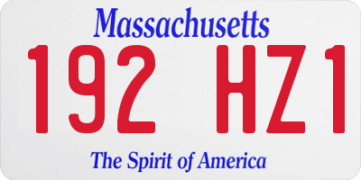 MA license plate 192HZ1