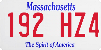 MA license plate 192HZ4
