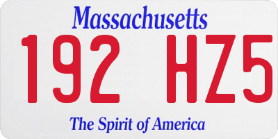 MA license plate 192HZ5