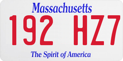 MA license plate 192HZ7
