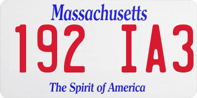 MA license plate 192IA3