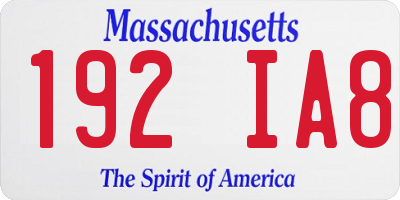 MA license plate 192IA8