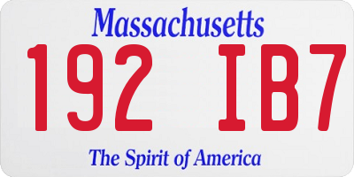 MA license plate 192IB7