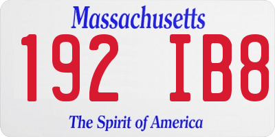 MA license plate 192IB8