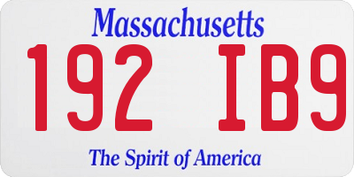MA license plate 192IB9