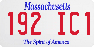 MA license plate 192IC1