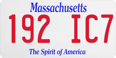MA license plate 192IC7