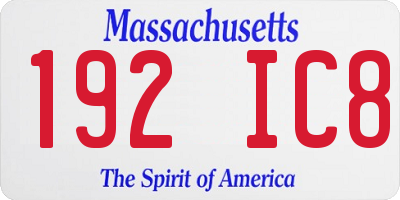 MA license plate 192IC8