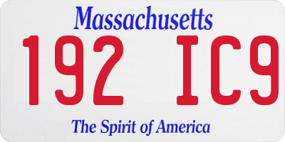 MA license plate 192IC9