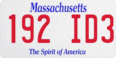 MA license plate 192ID3
