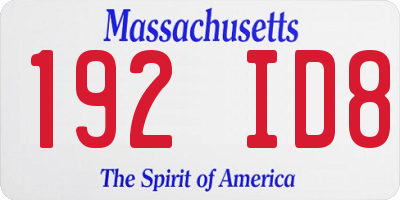 MA license plate 192ID8