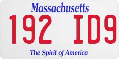 MA license plate 192ID9