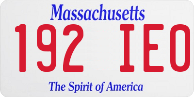 MA license plate 192IE0