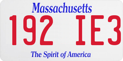 MA license plate 192IE3