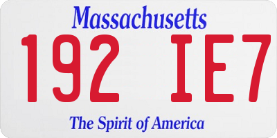 MA license plate 192IE7