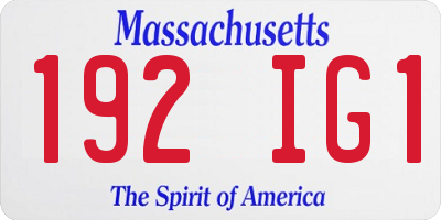 MA license plate 192IG1