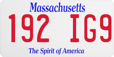 MA license plate 192IG9