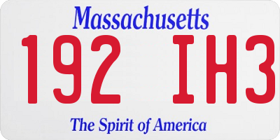 MA license plate 192IH3
