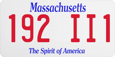MA license plate 192II1