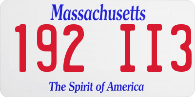 MA license plate 192II3