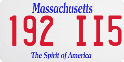 MA license plate 192II5