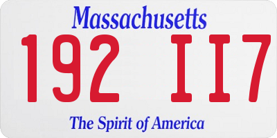 MA license plate 192II7