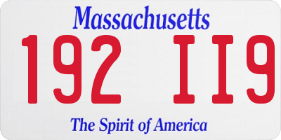MA license plate 192II9