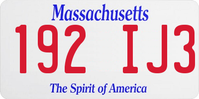 MA license plate 192IJ3
