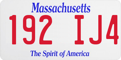MA license plate 192IJ4