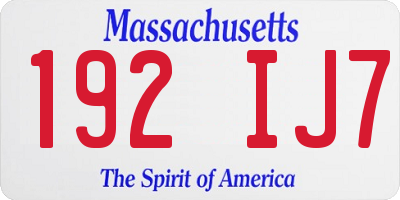 MA license plate 192IJ7