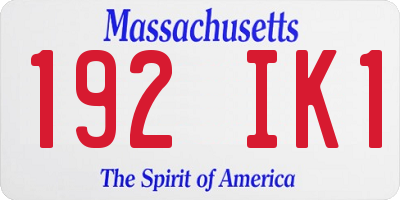 MA license plate 192IK1