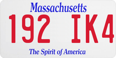 MA license plate 192IK4