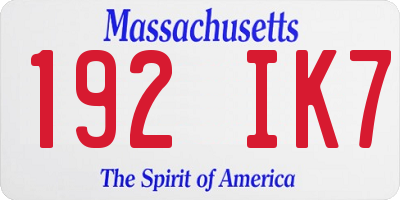 MA license plate 192IK7