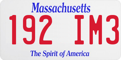 MA license plate 192IM3