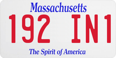 MA license plate 192IN1