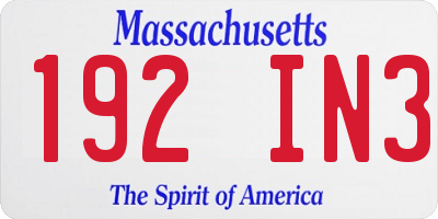 MA license plate 192IN3