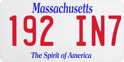 MA license plate 192IN7