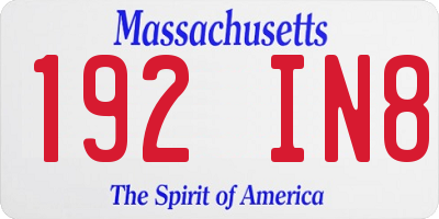 MA license plate 192IN8