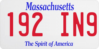 MA license plate 192IN9