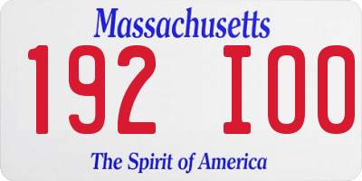 MA license plate 192IO0